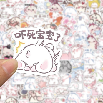 Σετ αυτοκόλλητων με λαγουδάκια: 200 τεμάχια, αδιάβροχα για ημερολόγιο, γλυκά καρτούν σχέδια