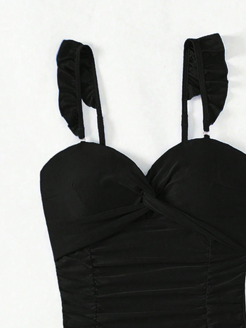 Costum de baie damă dintr-o singură piesă, fără mâneci, cu bureți pentru bust, culoare solidă, nailon 82%, căptușeală poliester cu spandex 18%