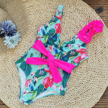 Γυναικείος ολόσωμος μαγιό με εκτύπωση, χωρίς πλάτη, υψηλή μέση, επένδυση στήθους, πολυεστέρας