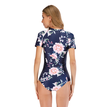 Oni flower Costum de baie pentru femei, model floral, material poliester, 82% poliester, mâneci scurte
