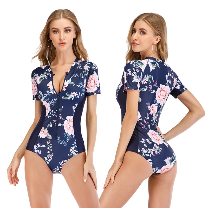 Oni flower Costum de baie pentru femei, model floral, material poliester, 82% poliester, mâneci scurte