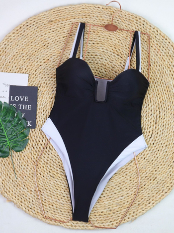 Μαγιό ολόσωμο χωρίς πλάτη, με επένδυση για το στήθος, μονόχρωμο σχέδιο, ύφασμα νάιλον/σπάντεξ, φόδρα 10% σπάντεξ