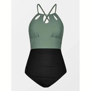 Γυναικείο ολόσωμο μαγιό με ψηλή μέση, χωρίς πλάτη, επένδυση στήθους, νάιλον ύφασμα