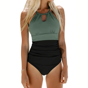 Γυναικείο ολόσωμο μαγιό με ψηλή μέση, χωρίς πλάτη, επένδυση στήθους, νάιλον ύφασμα