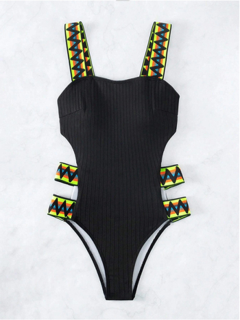 Μονόσωμο μαγιό με επένδυση στήθους, σεξι στενή εφαρμογή, ανθεκτικό σχέδιο (πολυεστέρας 82/18, χωρίς μανίκια, για γυμναστήριο και κολύμβηση)