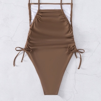 Ολόσωμο μαγιό με πλεγτές τιράντες, γρήγορο στέγνωμα, επένδυση στο στήθος, ύφασμα νάιλον-ελαστάν, βάρος 180 g, φόδρα νάιλον-ελαστάνη 20%