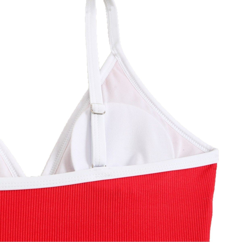 Costum de baie întreg, fără mâneci, culoare solidă, poliester cu elastan, burete bust