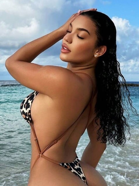 Costum de baie bikini leopard cu șnur pentru femei – fără spate, uscare rapidă; material: poliester/elastan 82/18; cupe incluse; căptușeală 95/5