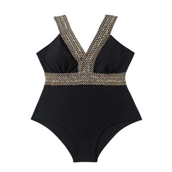 Γυναικείο ολόσωμο μαγιό με υψηλή μέση, εφαρμοστό, με εκτύπωση, επένδυση στο στήθος, πολυεστερικό ύφασμα με επένδυση από σπαντέξ