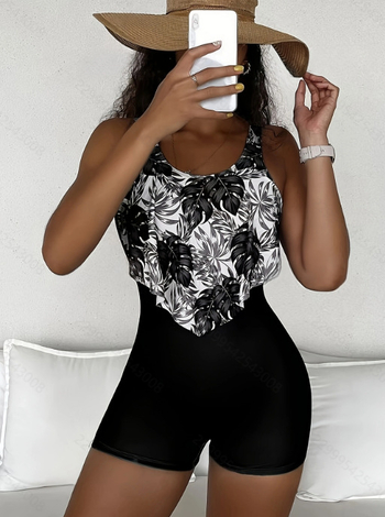 Ολόσωμο μαγιό με εκτύπωση, πολυεστερικό ύφασμα, φόδρα Lycra, χωρίς μανίκια.