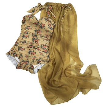 Ολόσωμο μαγιό με φλοράλ σχέδιο, ύφασμα νάιλον 80%, επένδυση πολυεστέρα 20%, cups με μεταλλική υποστήριξη, χωρίς μανίκια