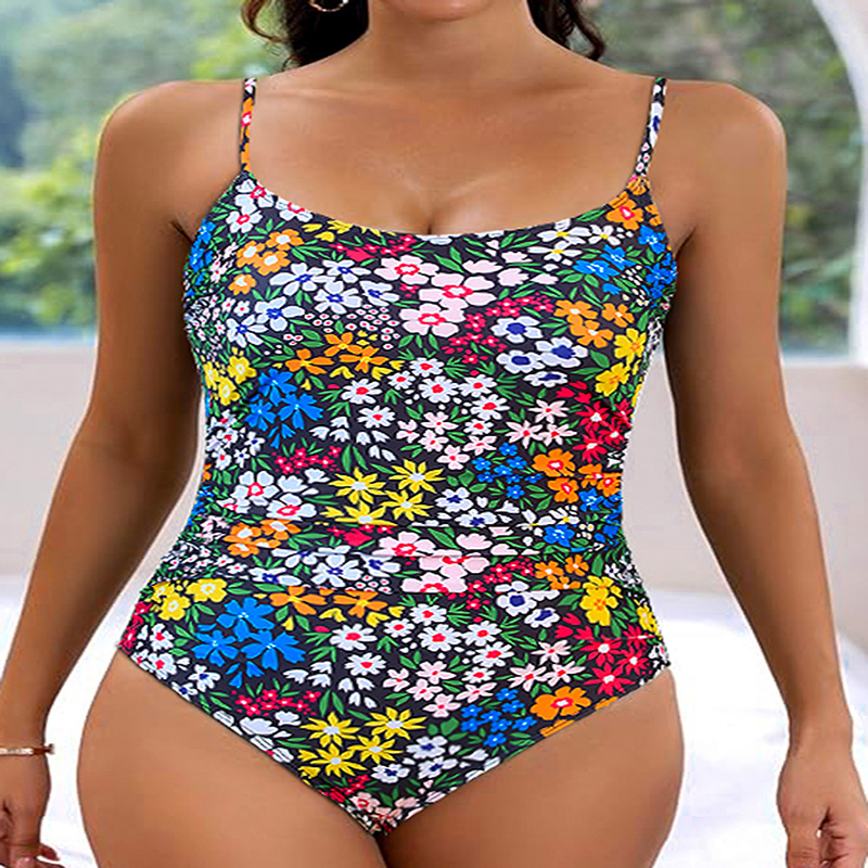 Costum de baie întreg imprimat, fără spate, cu bureți pentru sâni, material poliester, căptușeală poliester