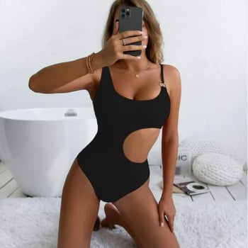 Ženski jednodijelni kupaći kostim bez rukava, s umetkom za grudi, ekološki jednobojni uzorak, visoka elastičnost; tkanina: poliester/nylon, 120 g/m2; podstava: poliester/spandeks 80%.