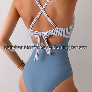 Γυναικείο ολόσωμο μαγιό, λαιμός με κορδόνι, χωρίς πλάτη, χωρίς μανίκια, γρήγορο στέγνωμα πολυεστέρα, επένδυση στήθους