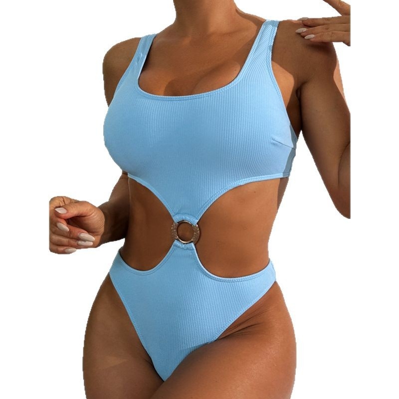 Costum de baie întreg pentru femei, design decupat, sexy, aspect sofisticat; material nylon cu căptușeală de bumbac; fără mâneci, spate decupat; croială strânsă; cu căptușeală la bust; fără suport metalic