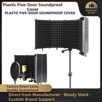 Πλαστικός θωρακισμένος απομόνωσης μικροφώνου με πέντε πάνελ για στούντιο ηχογράφηση και ζωντανές μεταδόσεις, συμβατός με πυκνωτικά μικρόφωνα, αντι-ψεκαστικό δίχτυ, εύρος συχνοτήτων 20 Hz–20 kHz, SNR ≥75 dB, χωρίς μπαταρία