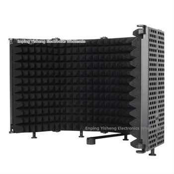 Πλαστικός θωρακισμένος απομόνωσης μικροφώνου με πέντε πάνελ για στούντιο ηχογράφηση και ζωντανές μεταδόσεις, συμβατός με πυκνωτικά μικρόφωνα, αντι-ψεκαστικό δίχτυ, εύρος συχνοτήτων 20 Hz–20 kHz, SNR ≥75 dB, χωρίς μπαταρία