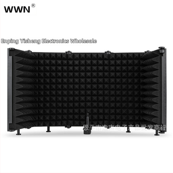 Πλαστικός θωρακισμένος απομόνωσης μικροφώνου με πέντε πάνελ για στούντιο ηχογράφηση και ζωντανές μεταδόσεις, συμβατός με πυκνωτικά μικρόφωνα, αντι-ψεκαστικό δίχτυ, εύρος συχνοτήτων 20 Hz–20 kHz, SNR ≥75 dB, χωρίς μπαταρία