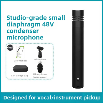 QudosXy MC-2200 πυκνωτικό μικρόφωνο καταγραφής μουσικών οργάνων, καρδιοειδές, 20 Hz–20 kHz, SNR ≥100 dB, τροφοδοσία phantom 48V, ασύρματο