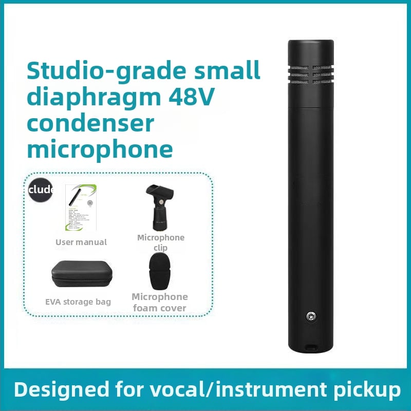 QudosXy MC-2200 πυκνωτικό μικρόφωνο καταγραφής μουσικών οργάνων, καρδιοειδές, 20 Hz–20 kHz, SNR ≥100 dB, τροφοδοσία phantom 48V, ασύρματο