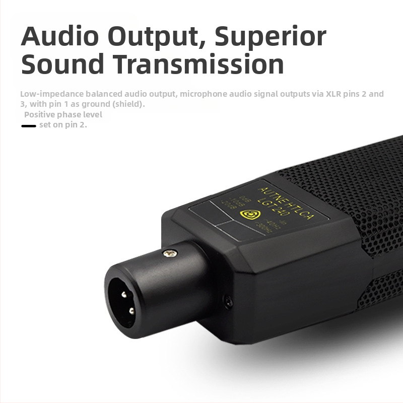 Кондензаторен микрофон с голяма диафрагма за лайв стрийминг с външен аудио интерфейс; кардиоиден; честотен диапазон 100 Hz–20 kHz; SNR ≥ 100 dB