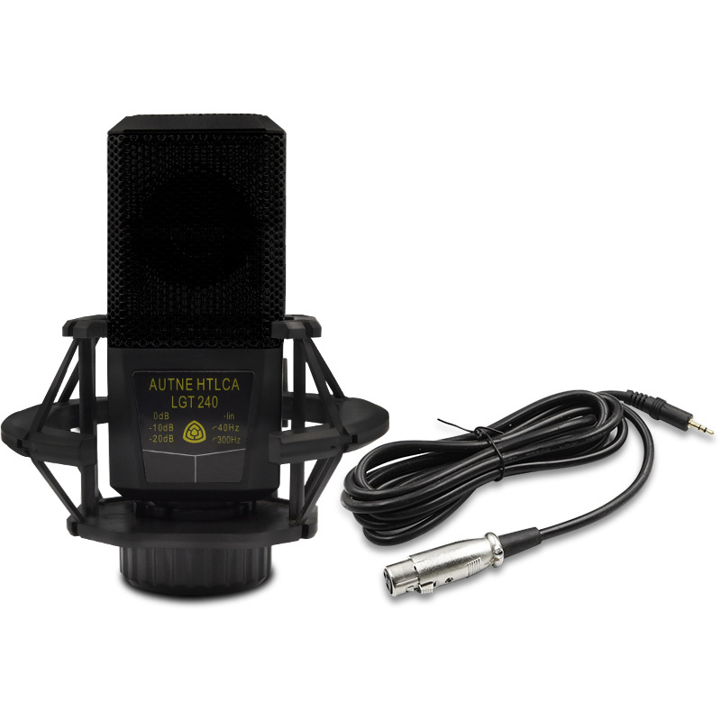 Μικρόφωνο πυκνωτικό με μεγάλο διάφραγμα για ζωντανές μεταδόσεις με εξωτερική κάρτα ήχου· καρδιοειδές, απόκριση συχνοτήτων 100 Hz–20 kHz, SNR ≥ 100 dB