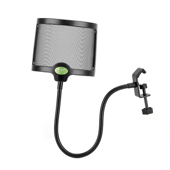 Μεταλλικός φίλτρο μικροφώνου με μεταλλικό πλέγμα και κλιπ, για ζωντανή ερμηνεία και ηχογράφηση — αντιανεμικό, προστασία από σάλιο, επαγγελματική μείωση θορύβου