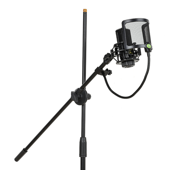 Μεταλλικός φίλτρο μικροφώνου με μεταλλικό πλέγμα και κλιπ, για ζωντανή ερμηνεία και ηχογράφηση — αντιανεμικό, προστασία από σάλιο, επαγγελματική μείωση θορύβου