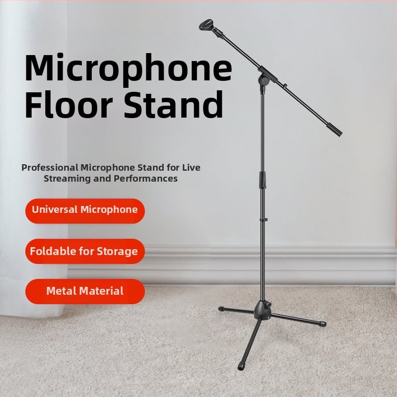 Σταντ μικροφώνου για δάπεδο, ρυθμιζόμενος ύψος, τρίποδη βάση, κατάλληλο για ζωντανές εμφανίσεις και ηχογραφήσεις
