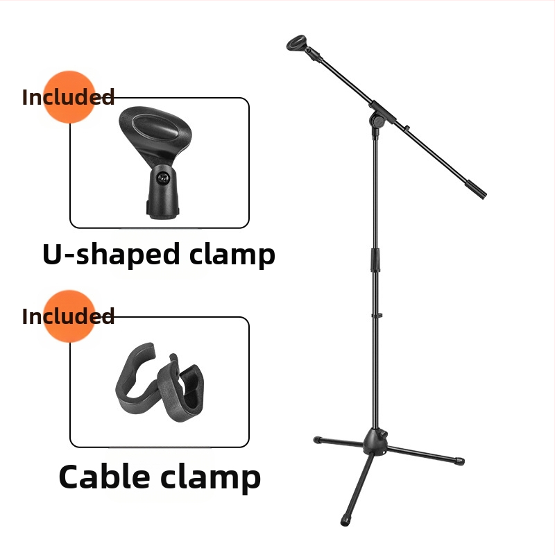 Σταντ μικροφώνου για δάπεδο, ρυθμιζόμενος ύψος, τρίποδη βάση, κατάλληλο για ζωντανές εμφανίσεις και ηχογραφήσεις