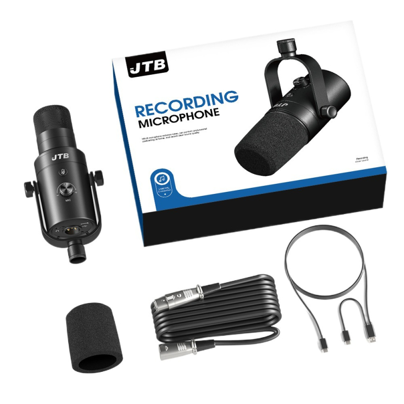 Επαγγελματικό δυναμικό μικρόφωνο με μείωση θορύβου, παρακολούθηση σε πραγματικό χρόνο για ζωντανή βίντεο μετάδοση, διπλός διασύνδεσμος USB/XLR, SNR ≥ 85 dB