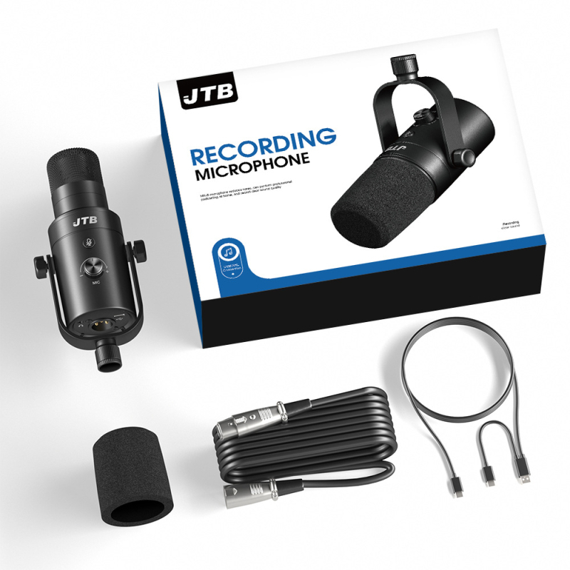 Επαγγελματικό δυναμικό μικρόφωνο με μείωση θορύβου, παρακολούθηση σε πραγματικό χρόνο για ζωντανή βίντεο μετάδοση, διπλός διασύνδεσμος USB/XLR, SNR ≥ 85 dB