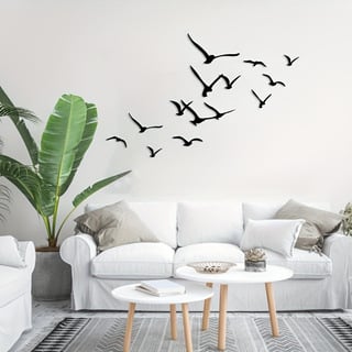 Decor mural metalic cu siluetă de pasăre, siluetă cu mai multe păsări pentru casă, birou și hotel; ambalaj din carton; cadou potrivit pentru nuntă și ziua de naștere
