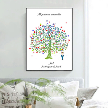 DIY Έργο Fingerprint Tree για το Πρώτο Ευχαριστιακό Αγόρι — καμβάς, σπρέι ζωγραφικής, επιλογές τοποθέτησης/πλαισίου, Θέμα: Ζωγραφιά Φιγούρας