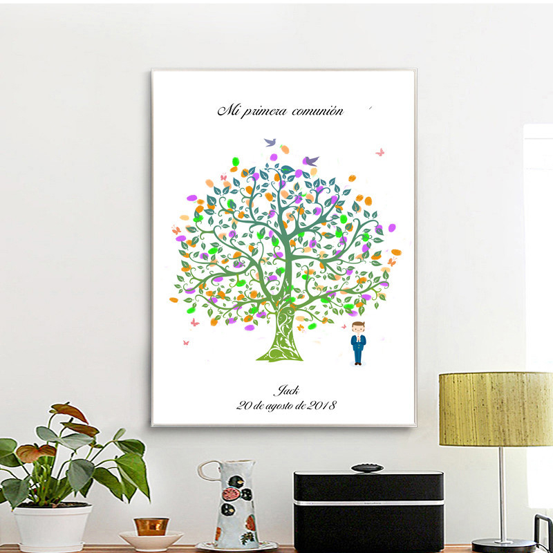 DIY Έργο Fingerprint Tree για το Πρώτο Ευχαριστιακό Αγόρι — καμβάς, σπρέι ζωγραφικής, επιλογές τοποθέτησης/πλαισίου, Θέμα: Ζωγραφιά Φιγούρας