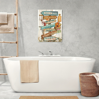 Πίνακας καμβά τοίχου: αμερικανικό ρετρό αγροτικό στυλ ελαιογραφίας με αγγλικές ρήσεις, χωρίς κορνίζα, προσαρμόσιμος, κάθετης μορφής εκτύπωση για κουζίνα και εστιατόριο