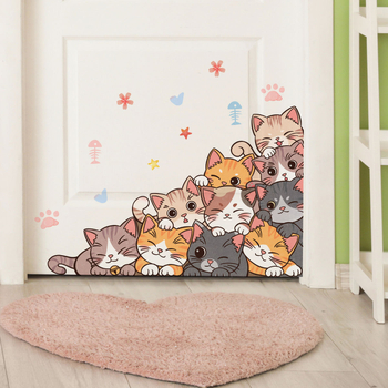 MS9013 Kūrybinis katinėlių sienos lipdukas – PVC, raštas 23118926154, 1 vnt., dekoras svetainei, miegamajam ir vaikų kambariui