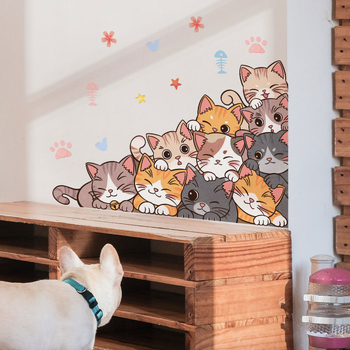 MS9013 Kūrybinis katinėlių sienos lipdukas – PVC, raštas 23118926154, 1 vnt., dekoras svetainei, miegamajam ir vaikų kambariui