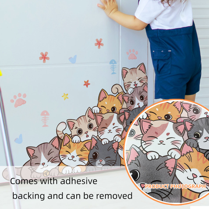 MS9013 Kūrybinis katinėlių sienos lipdukas – PVC, raštas 23118926154, 1 vnt., dekoras svetainei, miegamajam ir vaikų kambariui