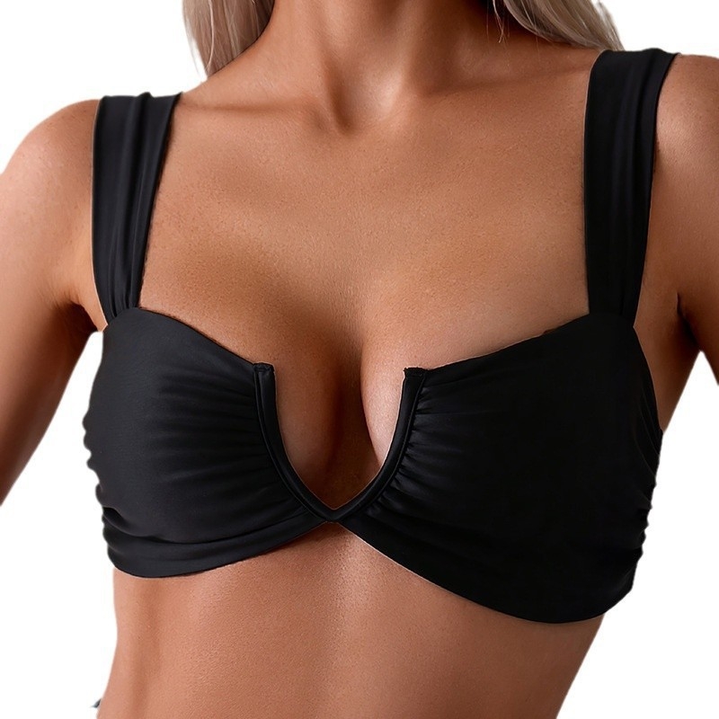 Bikini top s U oblikom, bez leđa, jastučić za prsa; poliester/nylon, podstava; za plivanje