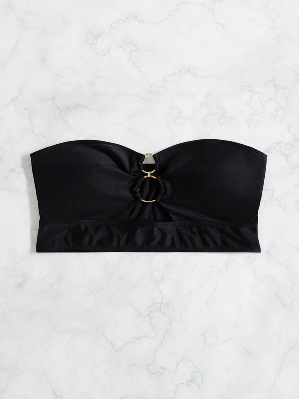 Top de baie fără bretele pentru femei, cu întărire și bureți, 82% poliester, căptușeală 18%, fără mâneci