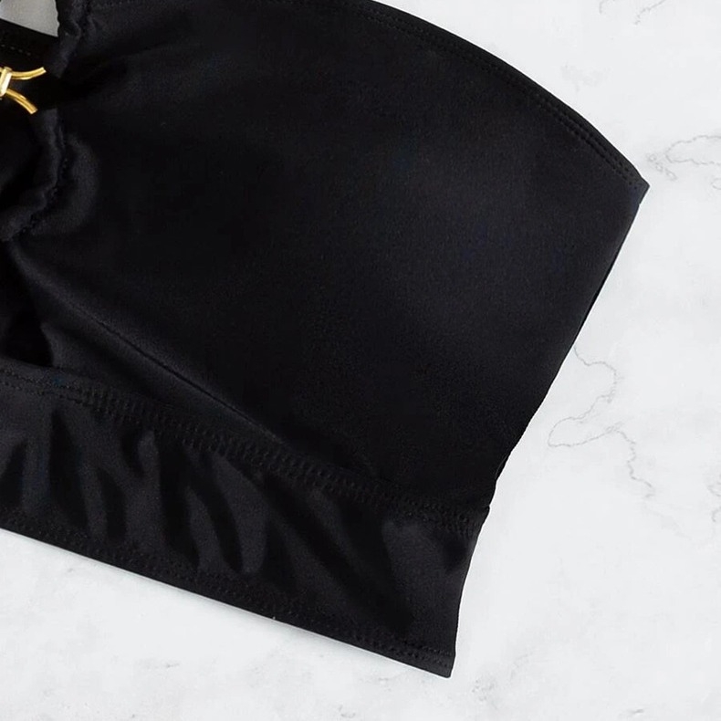 Top de baie fără bretele pentru femei, cu întărire și bureți, 82% poliester, căptușeală 18%, fără mâneci