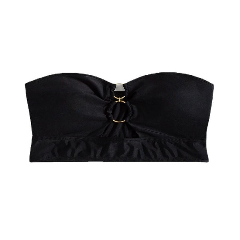 Top de baie fără bretele pentru femei, cu întărire și bureți, 82% poliester, căptușeală 18%, fără mâneci