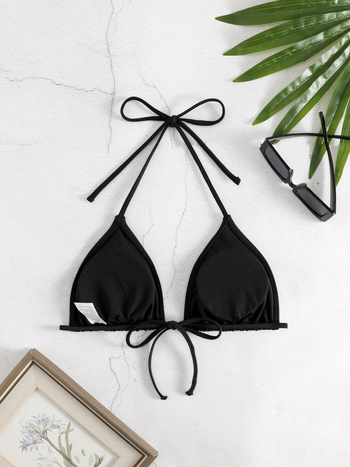 Μπικίνι παραλίας, πολυεστερικό ύφασμα, με επένδυση στήθους, επένδυση από πολυεστέρα με 18% σπαντεξ, σεξι μονόχρωμο σχέδιο