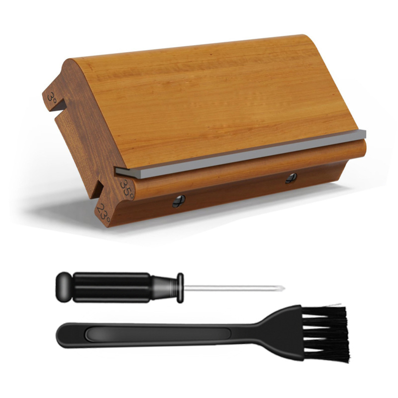 3-in-1 ģitāras fails ar 3/23/35° galiem malām: malu veidošanai, noapaļošanai un grūbu novēršanai; materiāls: augstas oglekļa tērauds + koks