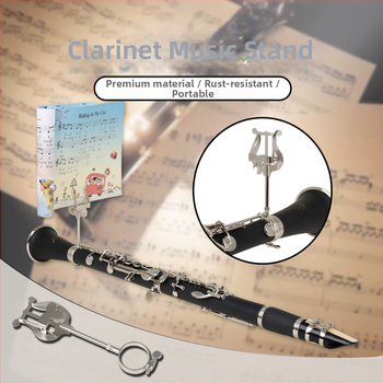 Μουσική βάση για κλαρινέτο και όμποε με φορητό κλιπ, μεταλλική κατασκευή από σίδηρο, μοντέλο ZJ-4, συσκευασία σε σακούλα OPP, διαθέσιμη ιδιωτικής ετικέτας