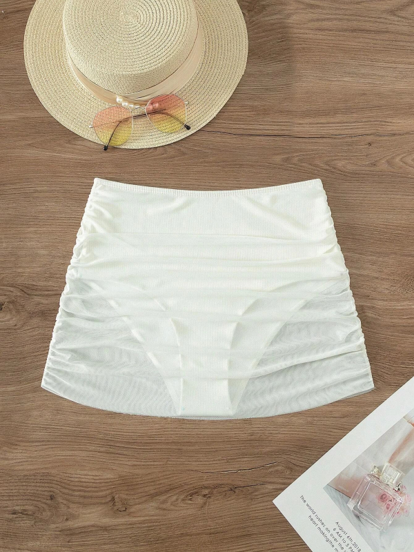 Costum de baie bikini cu top din plasă, 82% poliester, căptușeală 18% poliester, fără burete și fără sârmă, pentru înot