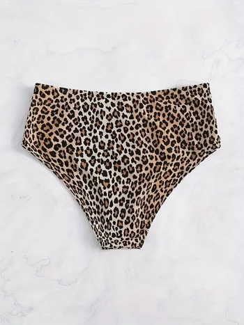 Μπικίνι κάτω μέρος με λεοπάρ εκτύπωση, υψηλής μέσης; ύφασμα: πολυεστέρας; επένδυση: πολυεστέρας με 20% ελαστάν