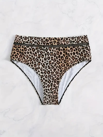 Μπικίνι κάτω μέρος με λεοπάρ εκτύπωση, υψηλής μέσης; ύφασμα: πολυεστέρας; επένδυση: πολυεστέρας με 20% ελαστάν