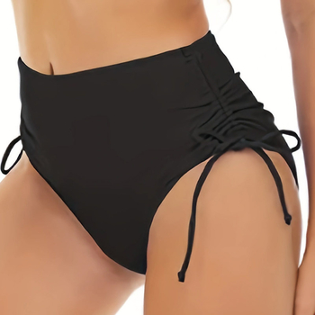 Női egyszínű bikini alsó oldalsó fűzőkkel, háromszög alakú szabás, poliészter anyag, Lycra bélés